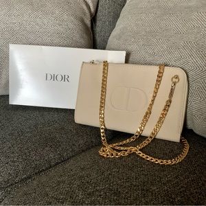 NWOT Dior Canvas Pouch to Crossbody w/Gold Toned Chain Strap